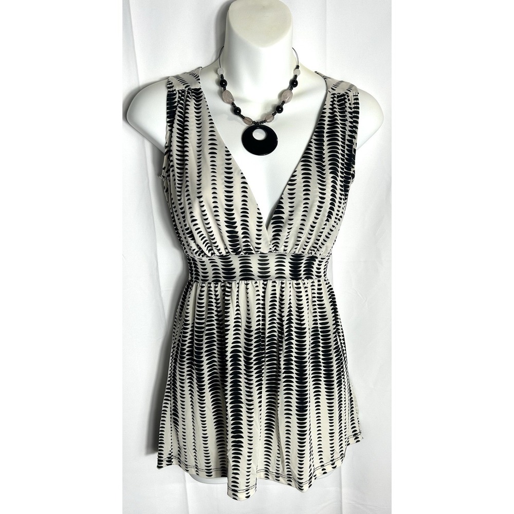 Vintage Wet Seal Y2K Babydoll Fairy Grunge Top Tunic Size S Black Geo Tie Waist
